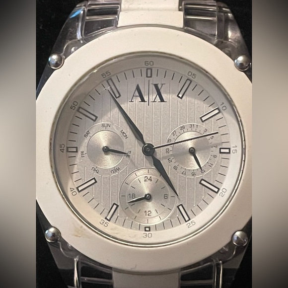 Armani Exchange women’s watch day date 5atm white face